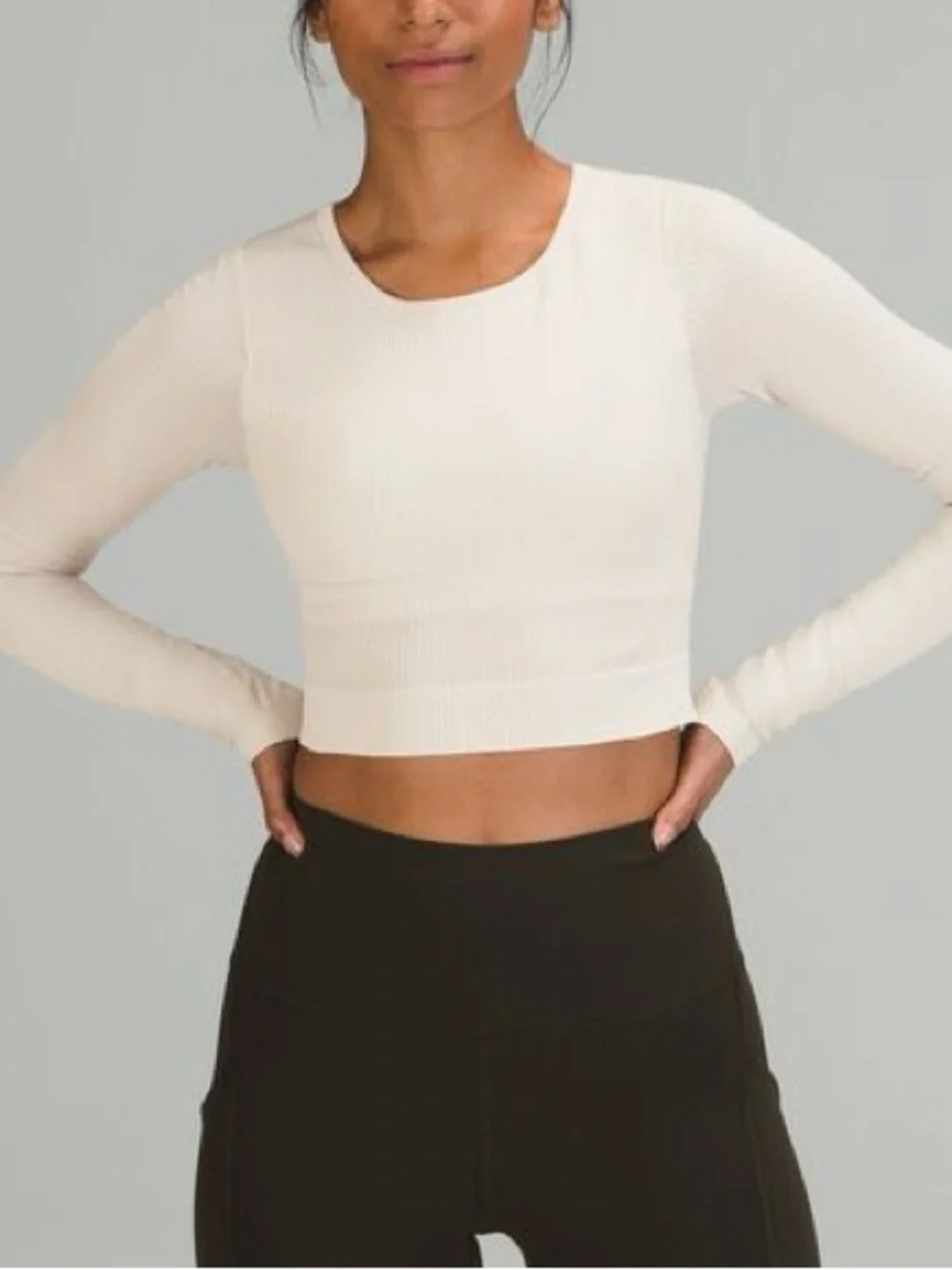 Lululemon Ebb to Street Long Sleeve Shirt Natural Ivory Size 4
